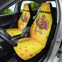 Personalized Funny Turkey Billiards Car Seat Cover with Pool Cue and Balls Thanksgiving Design - Wonder Print Shop