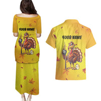 Personalized Funny Turkey Billiards Couples Matching Puletasi and Hawaiian Shirt with Pool Cue and Balls Thanksgiving Design - Wonder Print Shop