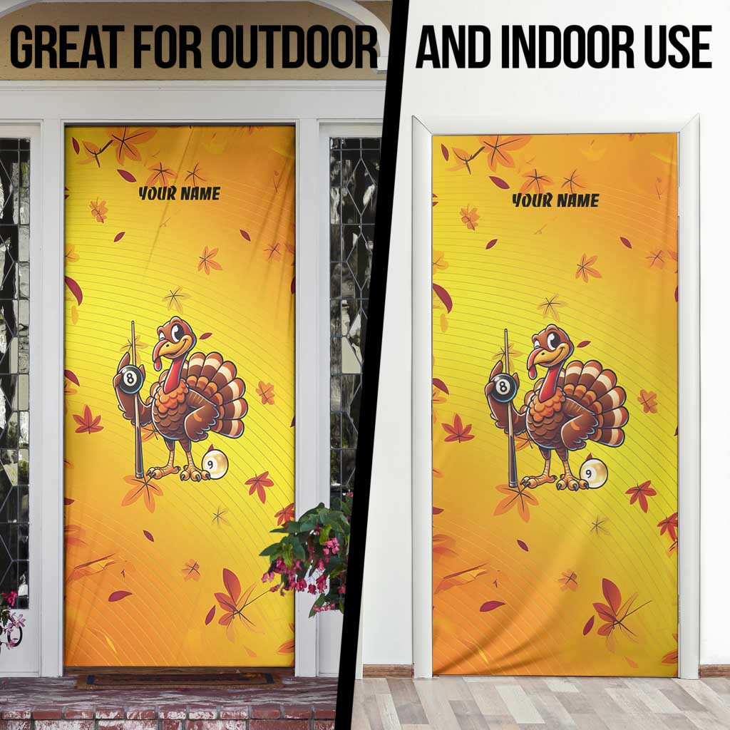 Personalized Funny Turkey Billiards Door Cover with Pool Cue and Balls Thanksgiving Design - Wonder Print Shop