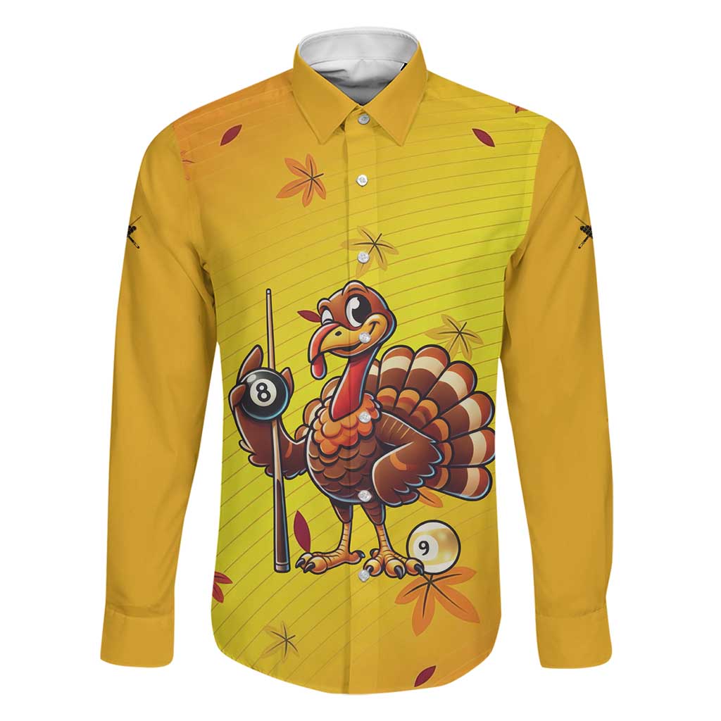 Personalized Funny Turkey Billiards Family Matching Off Shoulder Maxi Dress and Hawaiian Shirt with Pool Cue and Balls Thanksgiving Design - Wonder Print Shop