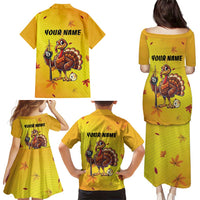 Personalized Funny Turkey Billiards Family Matching Puletasi and Hawaiian Shirt with Pool Cue and Balls Thanksgiving Design - Wonder Print Shop