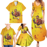 Personalized Funny Turkey Billiards Family Matching Summer Maxi Dress and Hawaiian Shirt with Pool Cue and Balls Thanksgiving Design - Wonder Print Shop