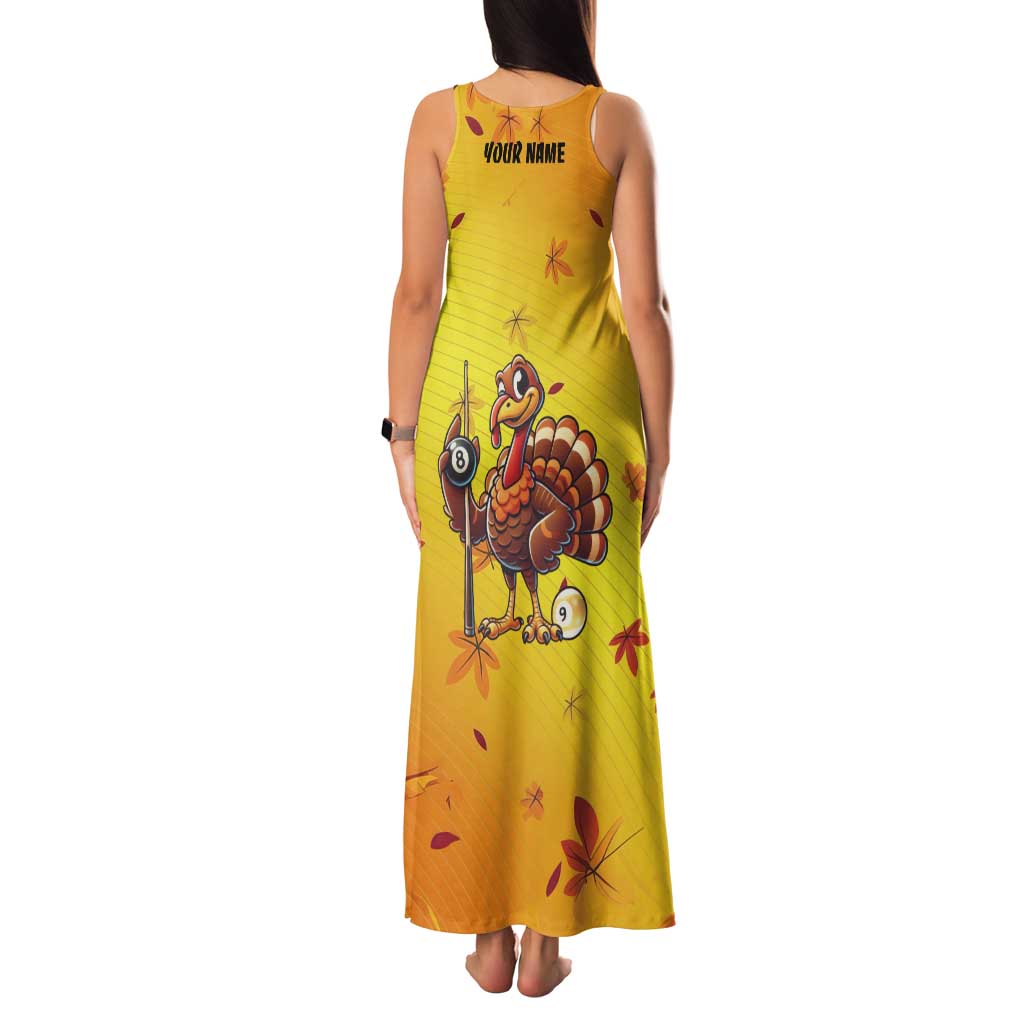 Personalized Funny Turkey Billiards Family Matching Tank Maxi Dress and Hawaiian Shirt with Pool Cue and Balls Thanksgiving Design - Wonder Print Shop