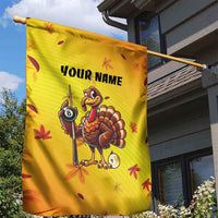 Personalized Funny Turkey Billiards Garden Flag with Pool Cue and Balls Thanksgiving Design - Wonder Print Shop
