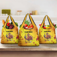 Personalized Funny Turkey Billiards Grocery Bag with Pool Cue and Balls Thanksgiving Design - Wonder Print Shop