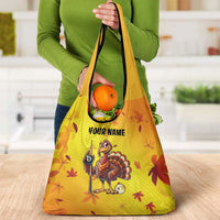 Personalized Funny Turkey Billiards Grocery Bag with Pool Cue and Balls Thanksgiving Design - Wonder Print Shop