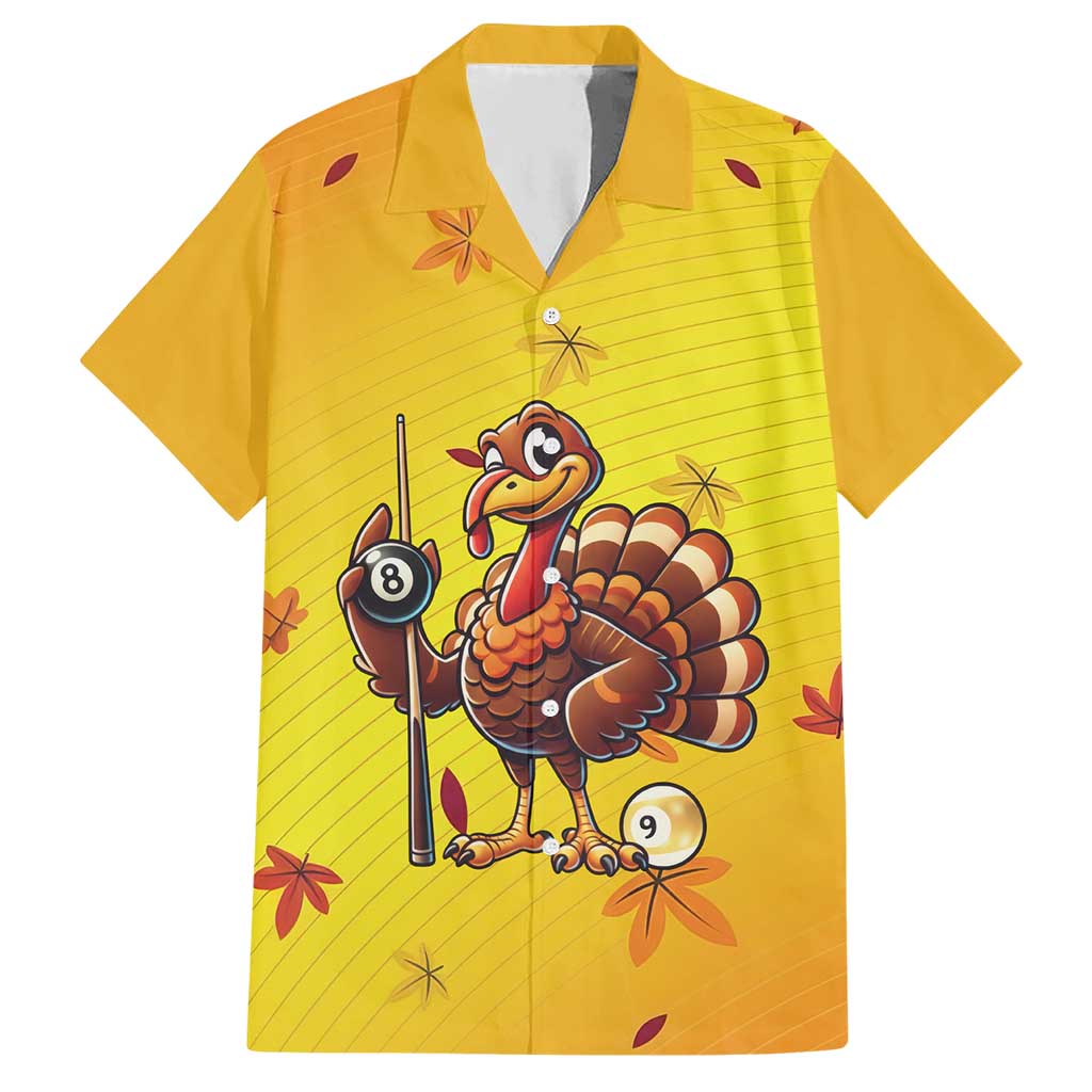 Personalized Funny Turkey Billiards Hawaiian Shirt with Pool Cue and Balls Thanksgiving Design - Wonder Print Shop