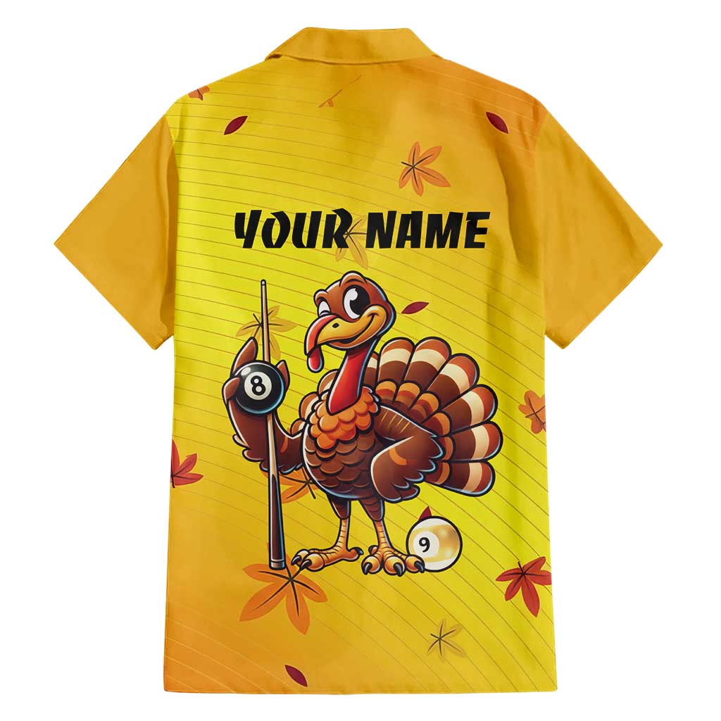 Personalized Funny Turkey Billiards Hawaiian Shirt with Pool Cue and Balls Thanksgiving Design - Wonder Print Shop