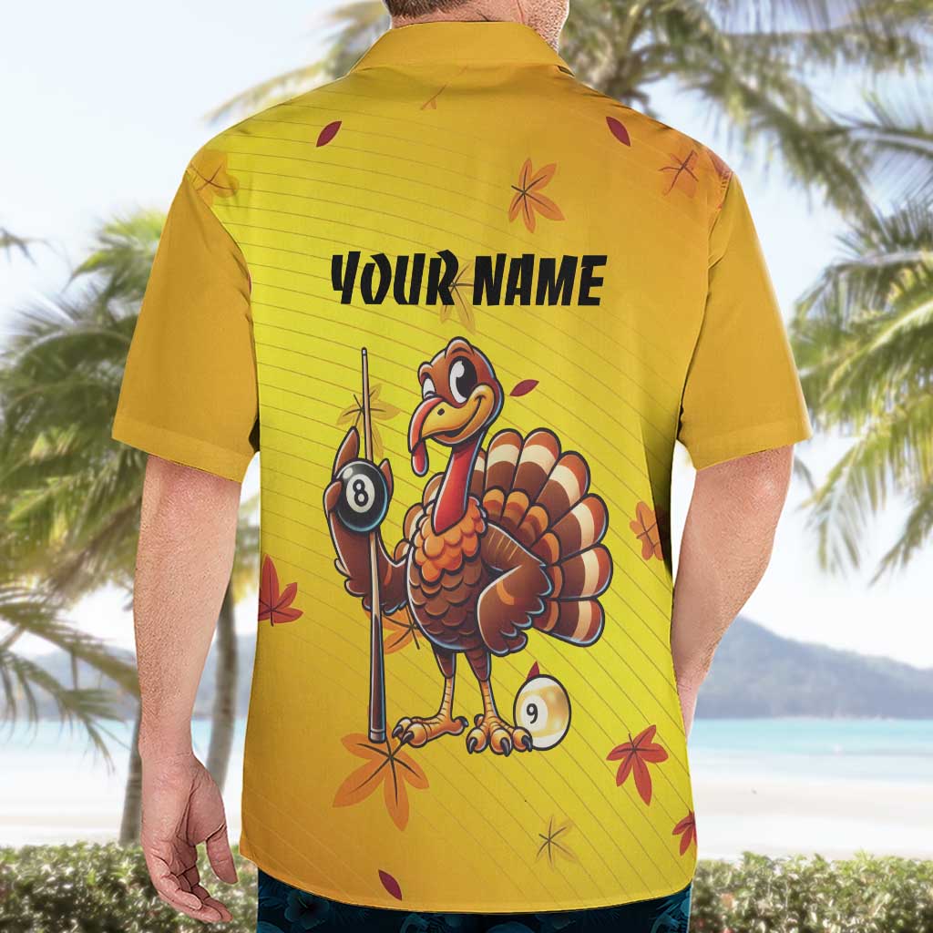 Personalized Funny Turkey Billiards Hawaiian Shirt with Pool Cue and Balls Thanksgiving Design - Wonder Print Shop