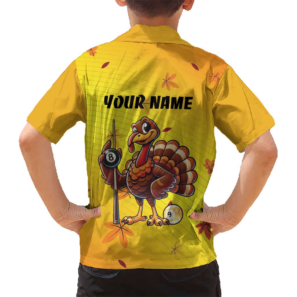 Personalized Funny Turkey Billiards Hawaiian Shirt with Pool Cue and Balls Thanksgiving Design - Wonder Print Shop
