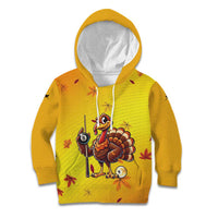 Personalized Funny Turkey Billiards Kid Hoodie with Pool Cue and Balls Thanksgiving Design - Wonder Print Shop