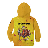 Personalized Funny Turkey Billiards Kid Hoodie with Pool Cue and Balls Thanksgiving Design - Wonder Print Shop