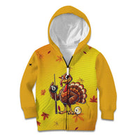Personalized Funny Turkey Billiards Kid Hoodie with Pool Cue and Balls Thanksgiving Design - Wonder Print Shop