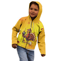 Personalized Funny Turkey Billiards Kid Hoodie with Pool Cue and Balls Thanksgiving Design - Wonder Print Shop