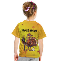 Personalized Funny Turkey Billiards Kid T Shirt with Pool Cue and Balls Thanksgiving Design - Wonder Print Shop