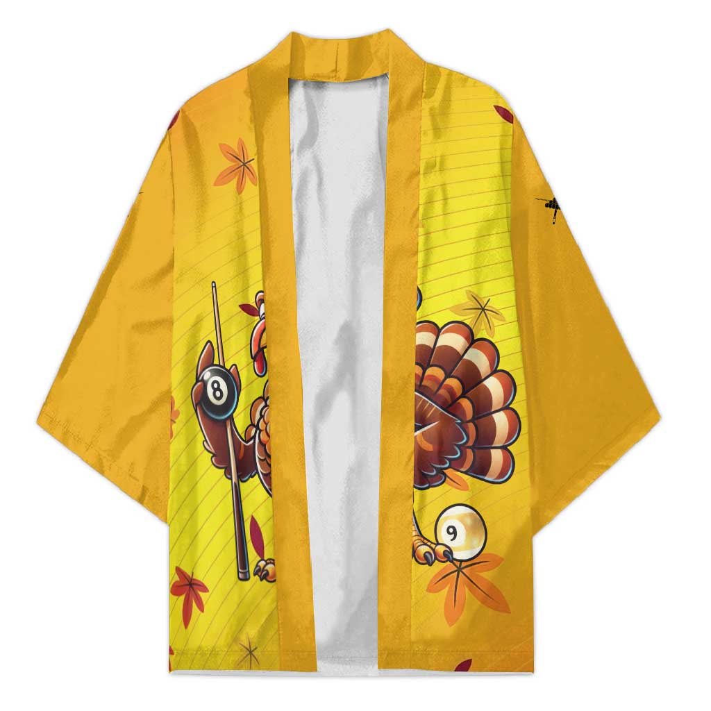 Personalized Funny Turkey Billiards Kimono with Pool Cue and Balls Thanksgiving Design - Wonder Print Shop