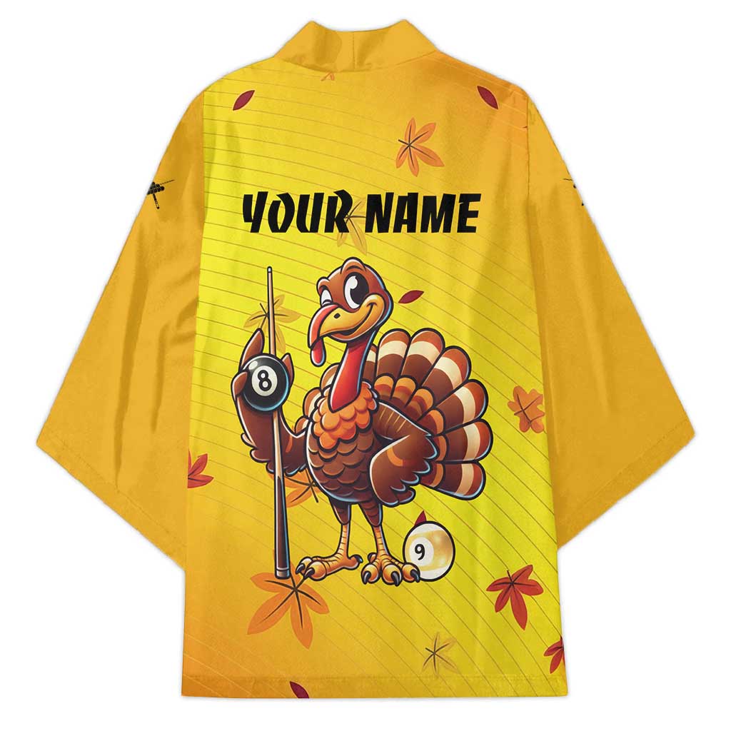 Personalized Funny Turkey Billiards Kimono with Pool Cue and Balls Thanksgiving Design - Wonder Print Shop