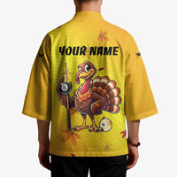 Personalized Funny Turkey Billiards Kimono with Pool Cue and Balls Thanksgiving Design - Wonder Print Shop