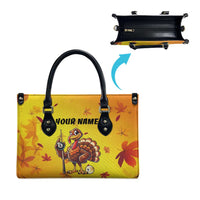 Personalized Funny Turkey Billiards Leather Bag with Pool Cue and Balls Thanksgiving Design - Wonder Print Shop