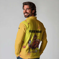 Personalized Funny Turkey Billiards Long Sleeve Polo Shirt with Pool Cue and Balls Thanksgiving Design - Wonder Print Shop
