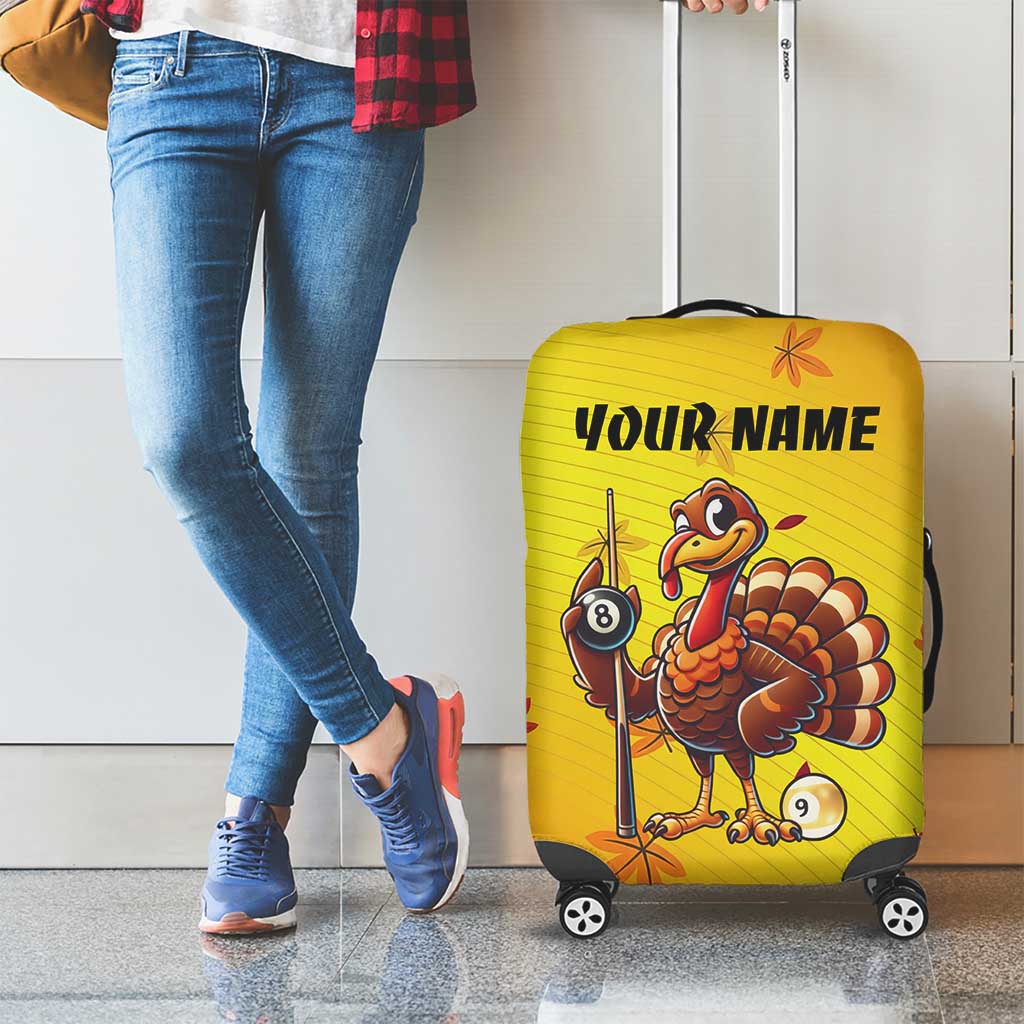 Personalized Funny Turkey Billiards Luggage Cover with Pool Cue and Balls Thanksgiving Design - Wonder Print Shop