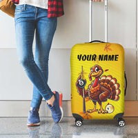 Personalized Funny Turkey Billiards Luggage Cover with Pool Cue and Balls Thanksgiving Design - Wonder Print Shop