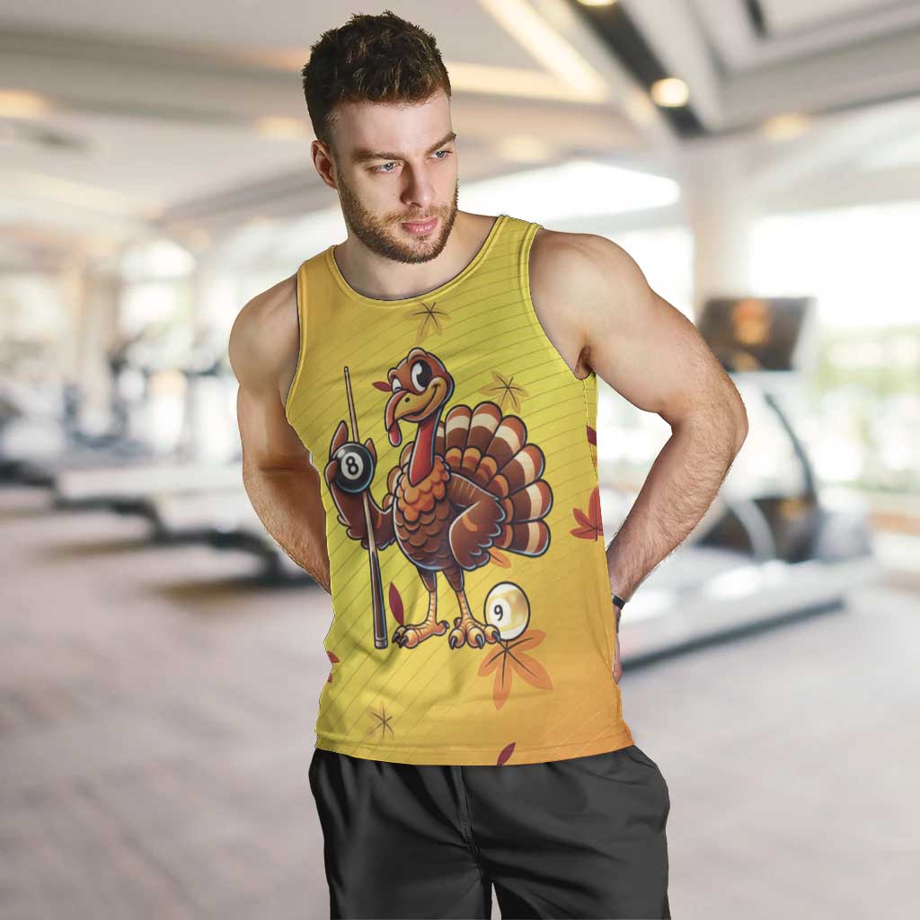 Personalized Funny Turkey Billiards Men Tank Top with Pool Cue and Balls Thanksgiving Design - Wonder Print Shop