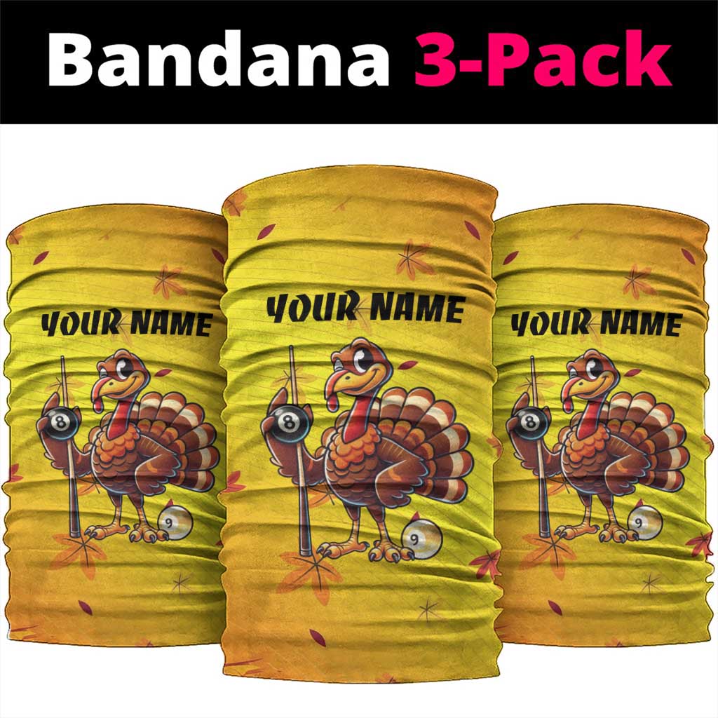 Personalized Funny Turkey Billiards Neck Gaiter with Pool Cue and Balls Thanksgiving Design - Wonder Print Shop