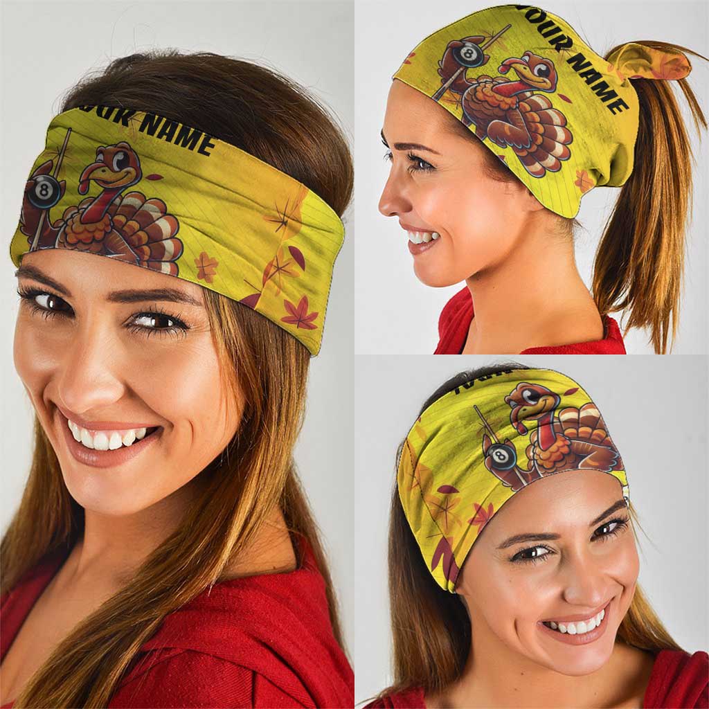Personalized Funny Turkey Billiards Neck Gaiter with Pool Cue and Balls Thanksgiving Design - Wonder Print Shop