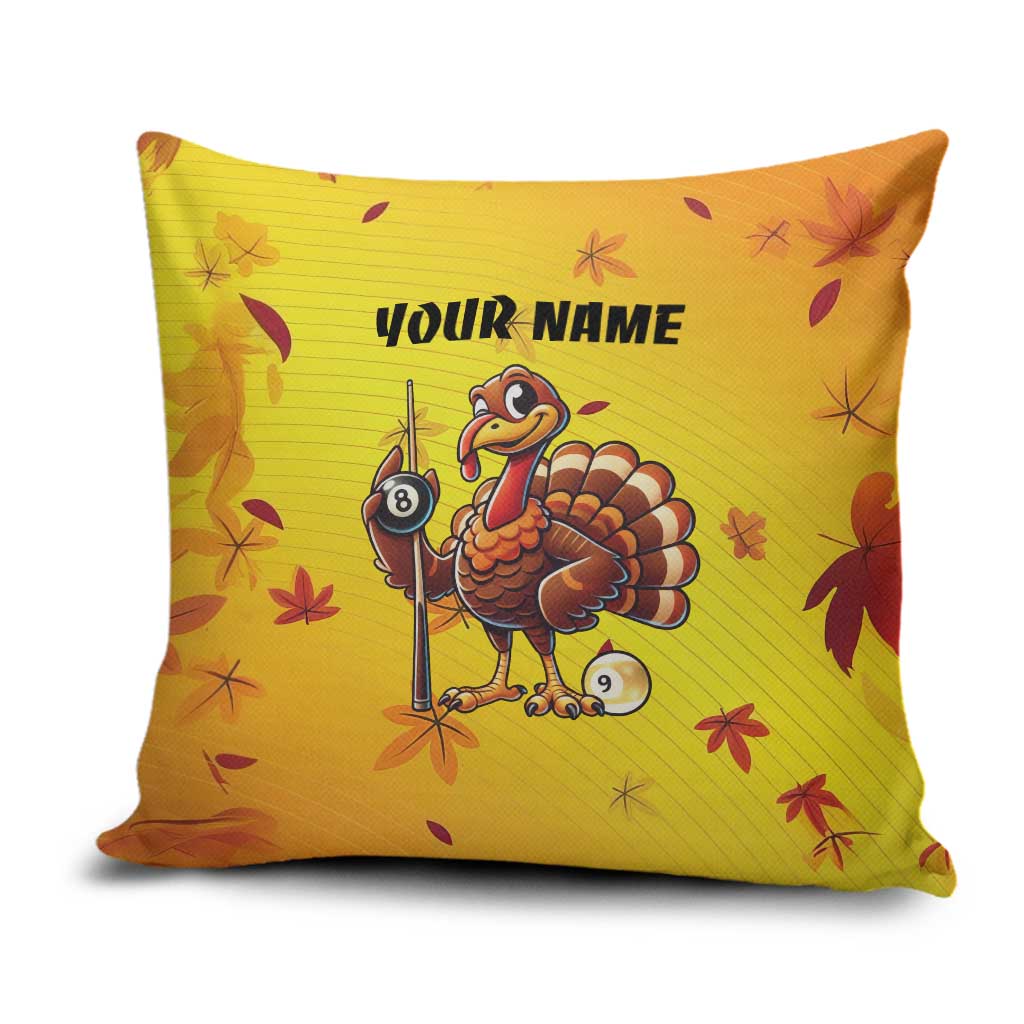 Personalized Funny Turkey Billiards Pillow Cover with Pool Cue and Balls Thanksgiving Design - Wonder Print Shop