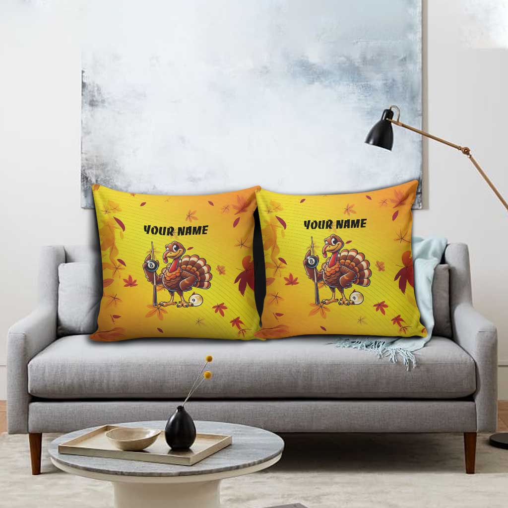 Personalized Funny Turkey Billiards Pillow Cover with Pool Cue and Balls Thanksgiving Design - Wonder Print Shop