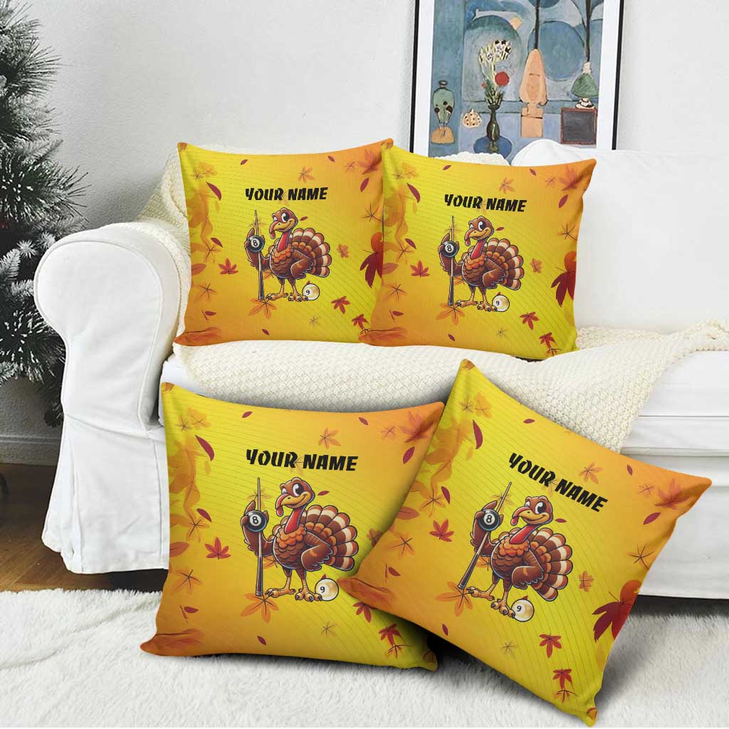 Personalized Funny Turkey Billiards Pillow Cover with Pool Cue and Balls Thanksgiving Design - Wonder Print Shop