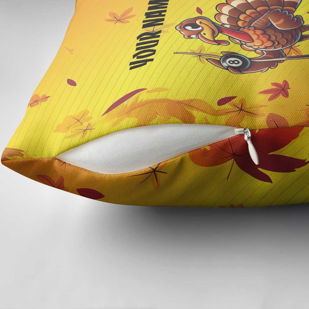 Personalized Funny Turkey Billiards Pillow Cover with Pool Cue and Balls Thanksgiving Design - Wonder Print Shop