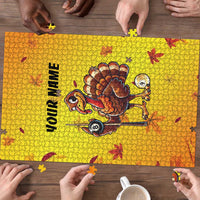 Personalized Funny Turkey Billiards Puzzle with Pool Cue and Balls Thanksgiving Design - Wonder Print Shop