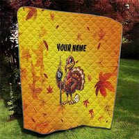 Personalized Funny Turkey Billiards Quilt with Pool Cue and Balls Thanksgiving Design - Wonder Print Shop
