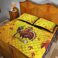 Personalized Funny Turkey Billiards Quilt Bed Set with Pool Cue and Balls Thanksgiving Design - Wonder Print Shop