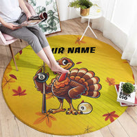 Personalized Funny Turkey Billiards Round Carpet with Pool Cue and Balls Thanksgiving Design - Wonder Print Shop