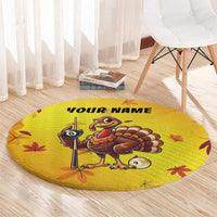 Personalized Funny Turkey Billiards Round Carpet with Pool Cue and Balls Thanksgiving Design - Wonder Print Shop