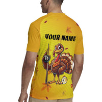 Personalized Funny Turkey Billiards Rugby Jersey with Pool Cue and Balls Thanksgiving Design - Wonder Print Shop