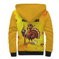 Personalized Funny Turkey Billiards Sherpa Hoodie with Pool Cue and Balls Thanksgiving Design - Wonder Print Shop