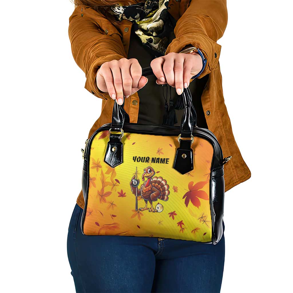 Personalized Funny Turkey Billiards Shoulder Handbag with Pool Cue and Balls Thanksgiving Design - Wonder Print Shop