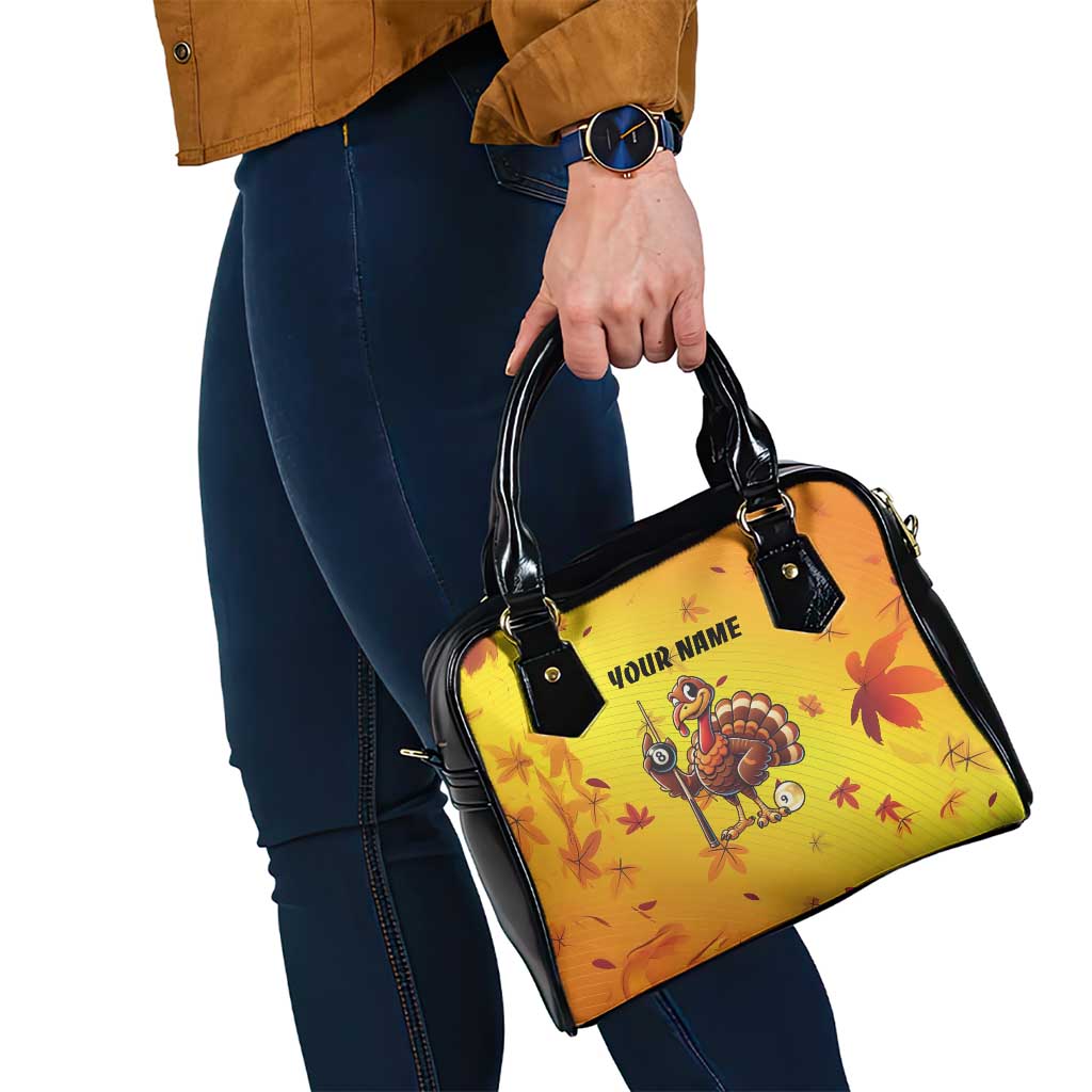 Personalized Funny Turkey Billiards Shoulder Handbag with Pool Cue and Balls Thanksgiving Design - Wonder Print Shop