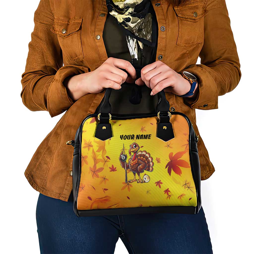 Personalized Funny Turkey Billiards Shoulder Handbag with Pool Cue and Balls Thanksgiving Design - Wonder Print Shop