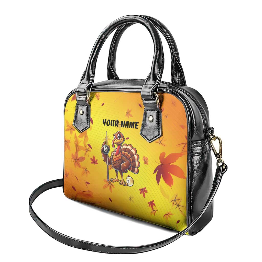 Personalized Funny Turkey Billiards Shoulder Handbag with Pool Cue and Balls Thanksgiving Design - Wonder Print Shop