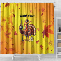 Personalized Funny Turkey Billiards Shower Curtain with Pool Cue and Balls Thanksgiving Design - Wonder Print Shop