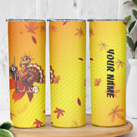 Personalized Funny Turkey Billiards Skinny Tumbler with Pool Cue and Balls Thanksgiving Design - Wonder Print Shop