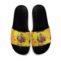 Personalized Funny Turkey Billiards Slide Sandals with Pool Cue and Balls Thanksgiving Design - Wonder Print Shop
