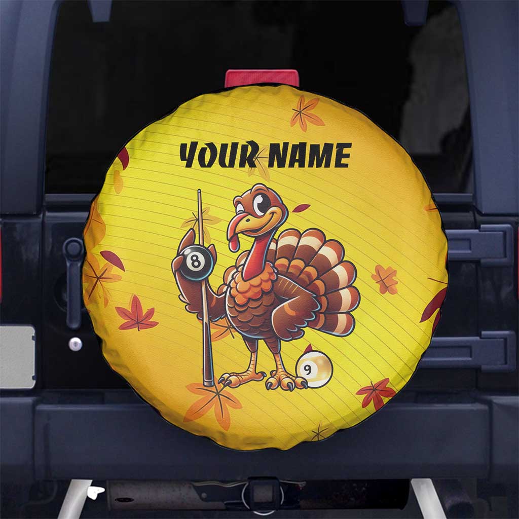 Personalized Funny Turkey Billiards Spare Tire Cover with Pool Cue and Balls Thanksgiving Design - Wonder Print Shop