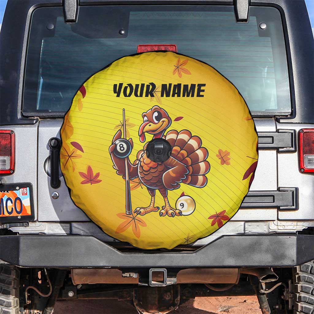 Personalized Funny Turkey Billiards Spare Tire Cover with Pool Cue and Balls Thanksgiving Design - Wonder Print Shop