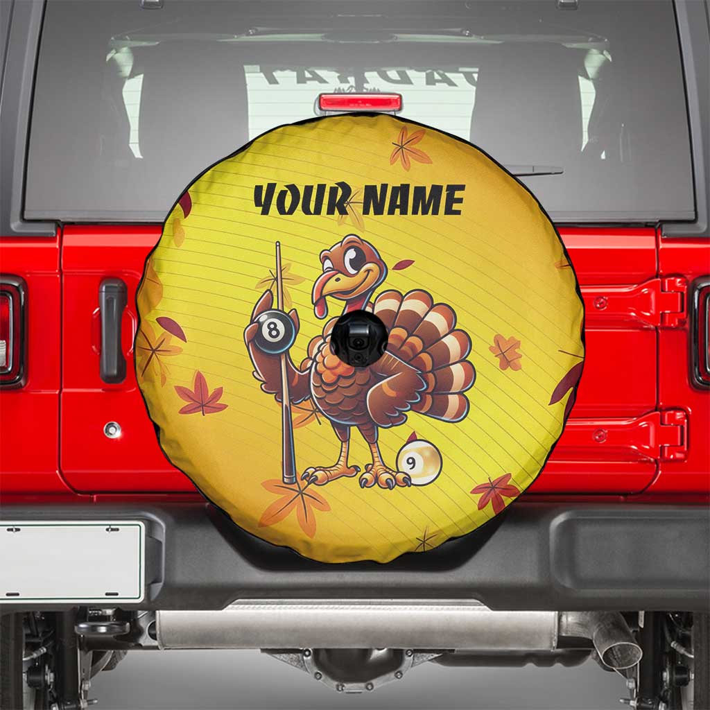 Personalized Funny Turkey Billiards Spare Tire Cover with Pool Cue and Balls Thanksgiving Design - Wonder Print Shop